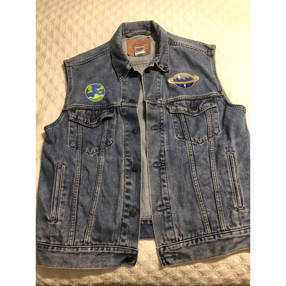 LEVIS DENIM VEST -Standard Trucker  (#70507) Medium (David Bowie Patch On Back)
